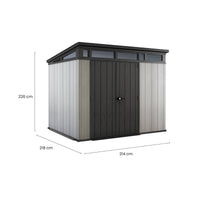 Casetta da giardino Cobourg, Capanno da esterno, Rimessa da giardino, Ripostiglio per attrezzi, 214x218 h226 cm, Grigio