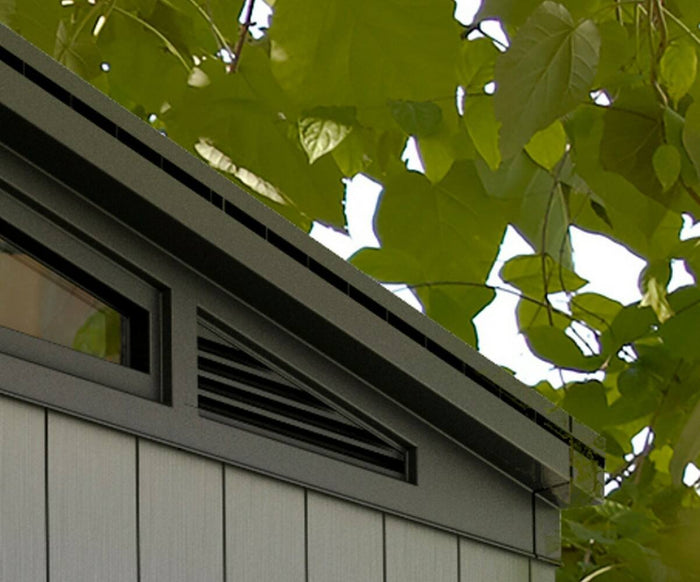 Casetta da giardino Cobourg, Capanno da esterno, Rimessa da giardino, Ripostiglio per attrezzi, 277x218 h226 cm, Grigio