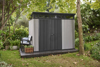 Casetta da giardino Cobourg, Capanno da esterno, Rimessa da giardino, Ripostiglio per attrezzi, 277x218 h226 cm, Grigio