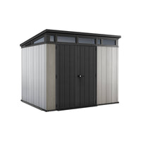 Casetta da giardino Cobourg, Capanno da esterno, Rimessa da giardino, Ripostiglio per attrezzi, 277x218 h226 cm, Grigio