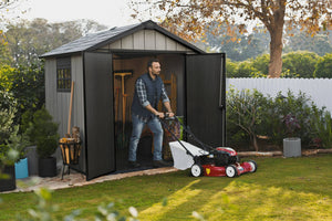 Casetta da giardino Dartmouth, Capanno da esterno, Rimessa da giardino, Ripostiglio per attrezzi, 229x224 h242 cm, Grigio