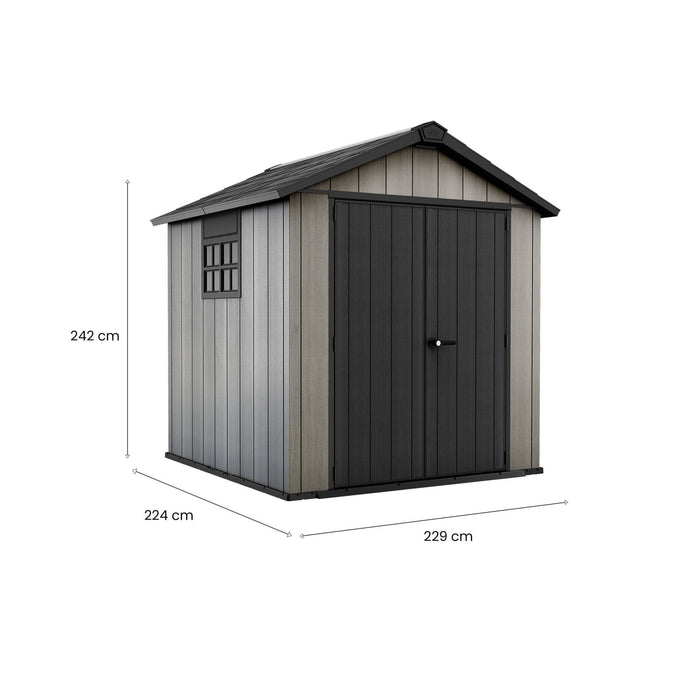 Casetta da giardino Dartmouth, Capanno da esterno, Rimessa da giardino, Ripostiglio per attrezzi, 229x224 h242 cm, Grigio