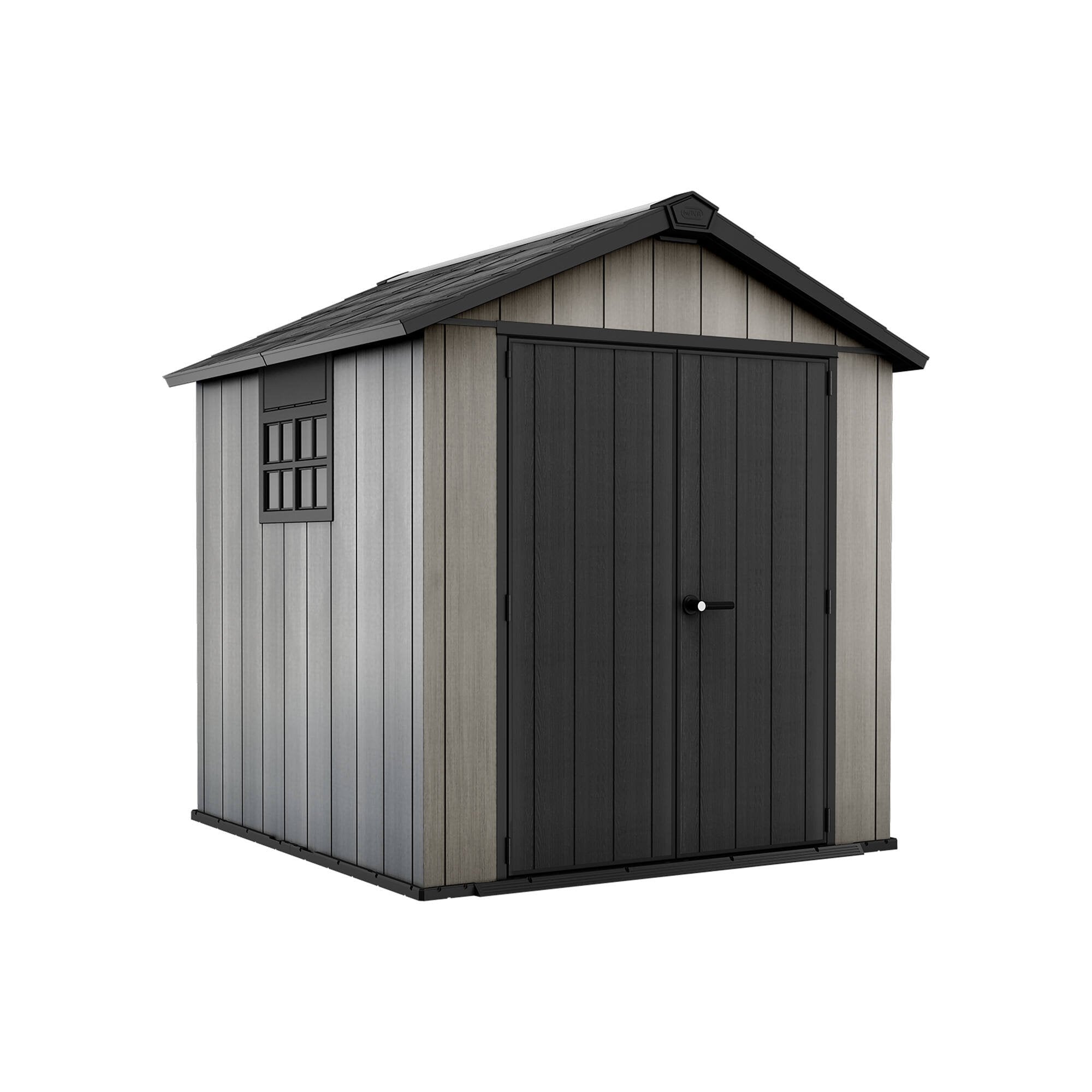 Casetta da giardino Dartmouth, Capanno da esterno, Rimessa da giardino, Ripostiglio per attrezzi, 229x224 h242 cm, Grigio