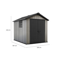 Casetta da giardino Dartmouth, Capanno da esterno, Rimessa da giardino, Ripostiglio per attrezzi, 229x287 h242 cm, Grigio