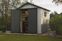 Casetta da giardino Dartmouth, Capanno da esterno, Rimessa da giardino, Ripostiglio per attrezzi, 229x287 h242 cm, Grigio