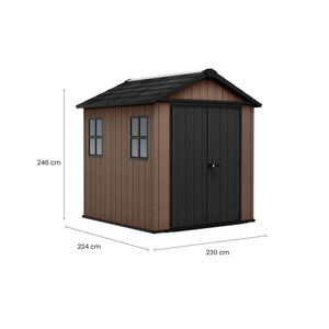 Casetta da giardino Kincardine, Capanno da esterno, Rimessa da giardino, Ripostiglio per attrezzi, 230x224 h246 cm, Marrone