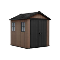 Casetta da giardino Kincardine, Capanno da esterno, Rimessa da giardino, Ripostiglio per attrezzi, 230x224 h246 cm, Marrone