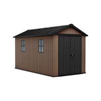 Casetta da giardino Kincardine, Capanno da esterno, Rimessa da giardino, Ripostiglio per attrezzi, 230x413 h246 cm, Marrone