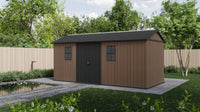 Casetta da giardino Kincardine, Capanno da esterno, Rimessa da giardino, Ripostiglio per attrezzi, 230x539 h246 cm, Marrone