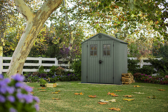Casetta da giardino Osoyoos, Capanno da esterno, Rimessa da giardino, Ripostiglio per attrezzi, 190x122 h221 cm, Verde