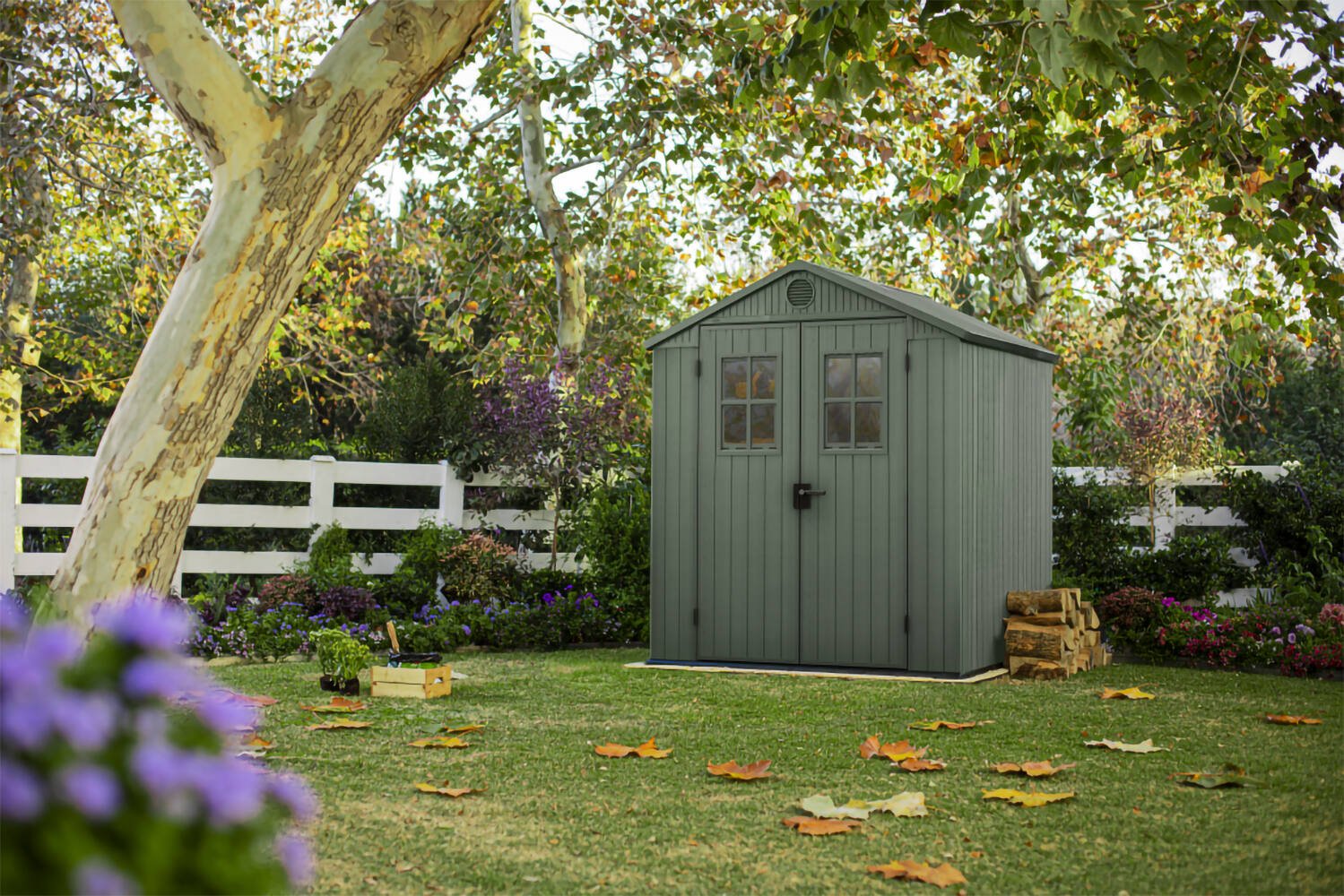 Casetta da giardino Osoyoos, Capanno da esterno, Rimessa da giardino, Ripostiglio per attrezzi, 190x183 h221 cm, Verde