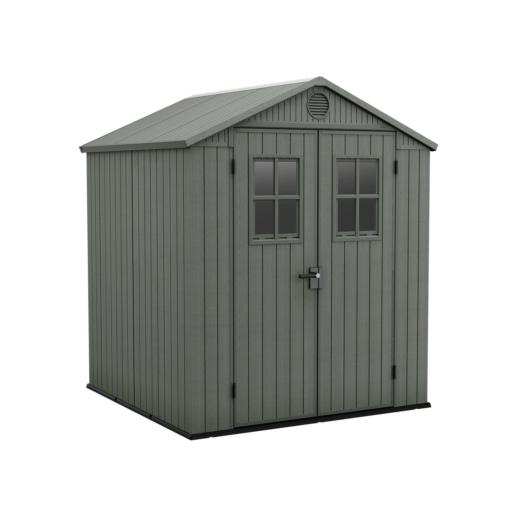 Casetta da giardino Osoyoos, Capanno da esterno, Rimessa da giardino, Ripostiglio per attrezzi, 190x183 h221 cm, Verde