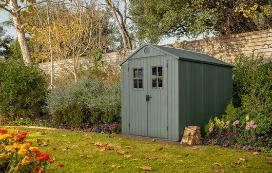 Casetta da giardino Osoyoos, Capanno da esterno, Rimessa da giardino, Ripostiglio per attrezzi, 190x244 h221 cm, Verde