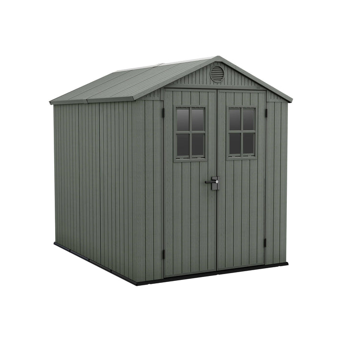 Casetta da giardino Osoyoos, Capanno da esterno, Rimessa da giardino, Ripostiglio per attrezzi, 190x244 h221 cm, Verde