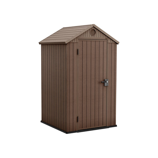 Casetta da giardino Osoyoos, Capanno da esterno, Rimessa da giardino, Ripostiglio per attrezzi, 124x117 h205 cm, Marrone