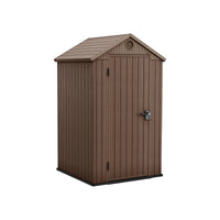 Casetta da giardino Osoyoos, Capanno da esterno, Rimessa da giardino, Ripostiglio per attrezzi, 124x117 h205 cm, Marrone