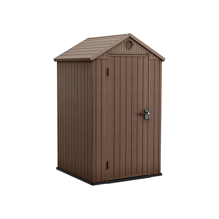 Casetta da giardino Osoyoos, Capanno da esterno, Rimessa da giardino, Ripostiglio per attrezzi, 124x117 h205 cm, Marrone