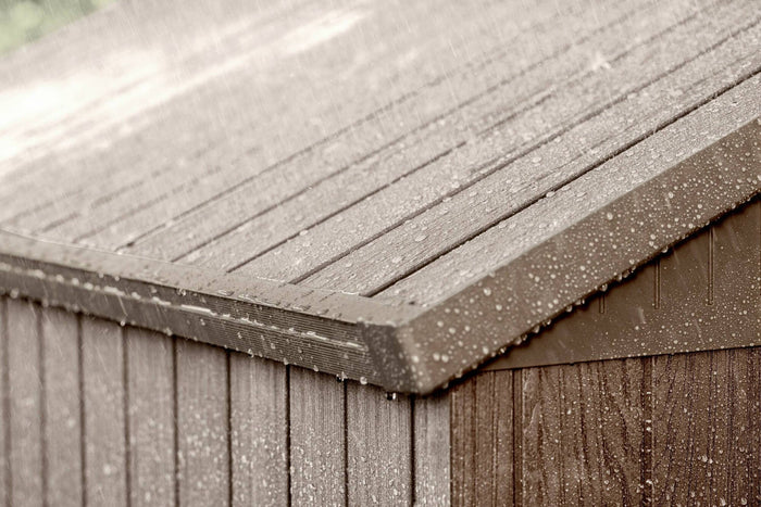 Casetta da giardino Osoyoos, Capanno da esterno, Rimessa da giardino, Ripostiglio per attrezzi, 126x185 h205 cm, Marrone