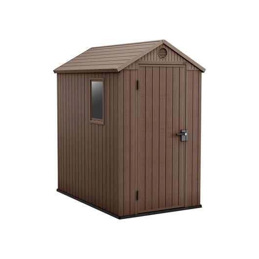 Casetta da giardino Osoyoos, Capanno da esterno, Rimessa da giardino, Ripostiglio per attrezzi, 126x185 h205 cm, Marrone