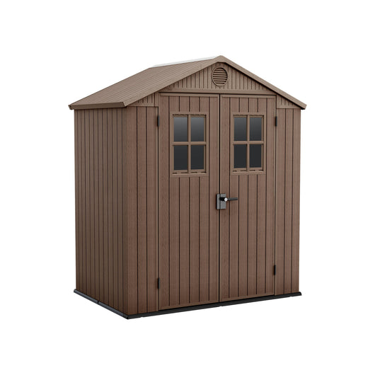 Casetta da giardino Osoyoos, Capanno da esterno, Rimessa da giardino, Ripostiglio per attrezzi, 190x122 h221 cm, Marrone