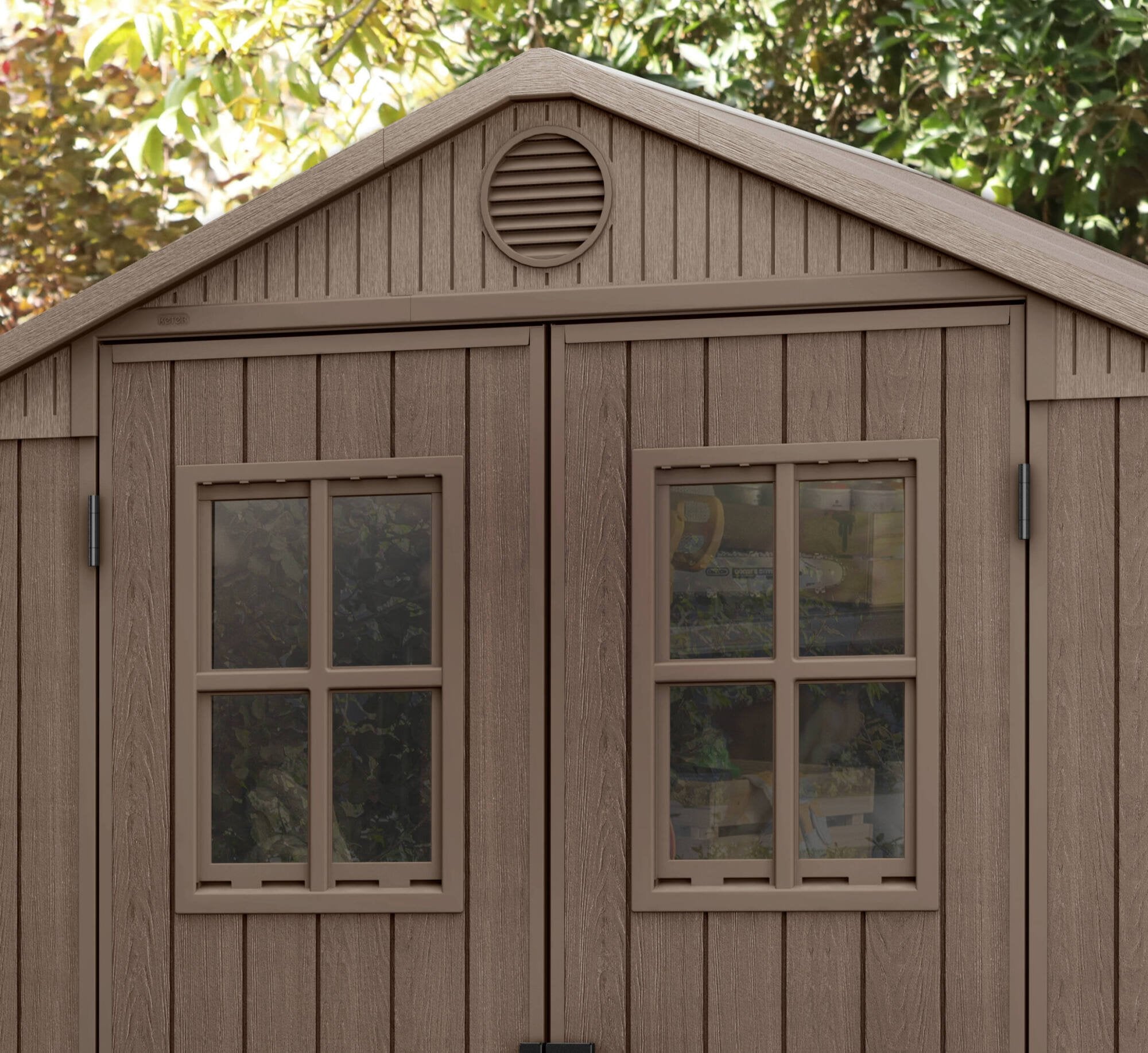 Casetta da giardino Osoyoos, Capanno da esterno, Rimessa da giardino, Ripostiglio per attrezzi, 190x183 h221 cm, Marrone