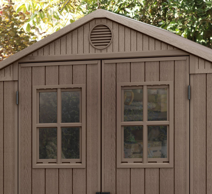 Casetta da giardino Osoyoos, Capanno da esterno, Rimessa da giardino, Ripostiglio per attrezzi, 190x183 h221 cm, Marrone