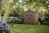 Casetta da giardino Osoyoos, Capanno da esterno, Rimessa da giardino, Ripostiglio per attrezzi, 190x183 h221 cm, Marrone