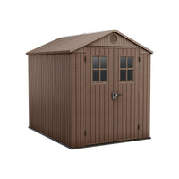 Casetta da giardino Osoyoos, Capanno da esterno, Rimessa da giardino, Ripostiglio per attrezzi, 190x244 h221 cm, Marrone