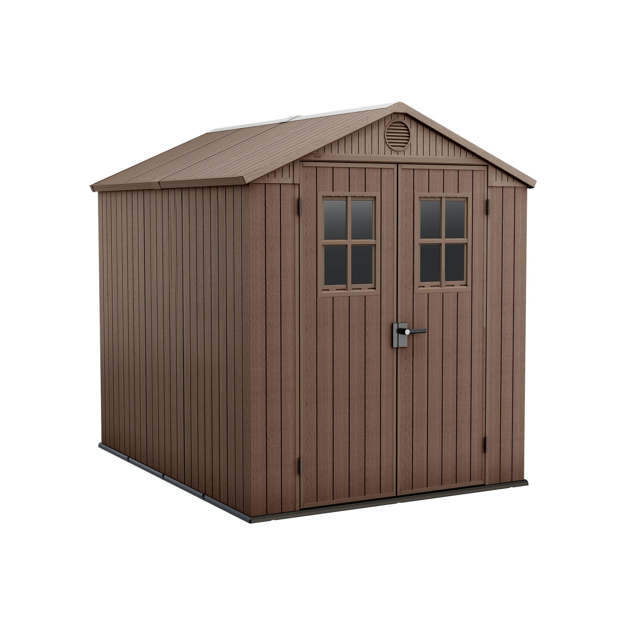 Casetta da giardino Osoyoos, Capanno da esterno, Rimessa da giardino, Ripostiglio per attrezzi, 190x244 h221 cm, Marrone