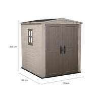 Casetta da giardino Weyburn, Capanno da esterno, Rimessa da giardino, Ripostiglio per attrezzi, 178x196 h208 cm, Beige