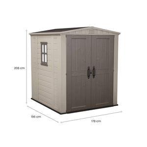 Casetta da giardino Weyburn, Capanno da esterno, Rimessa da giardino, Ripostiglio per attrezzi, 178x196 h208 cm, Beige