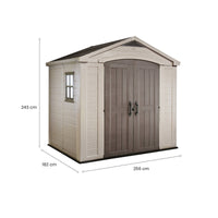 Casetta da giardino Weyburn, Capanno da esterno, Rimessa da giardino, Ripostiglio per attrezzi, 257x182 h243 cm, Beige