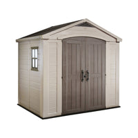 Casetta da giardino Weyburn, Capanno da esterno, Rimessa da giardino, Ripostiglio per attrezzi, 257x182 h243 cm, Beige