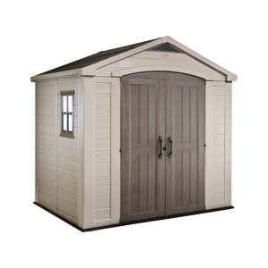 Casetta da giardino Weyburn, Capanno da esterno, Rimessa da giardino, Ripostiglio per attrezzi, 257x182 h243 cm, Beige