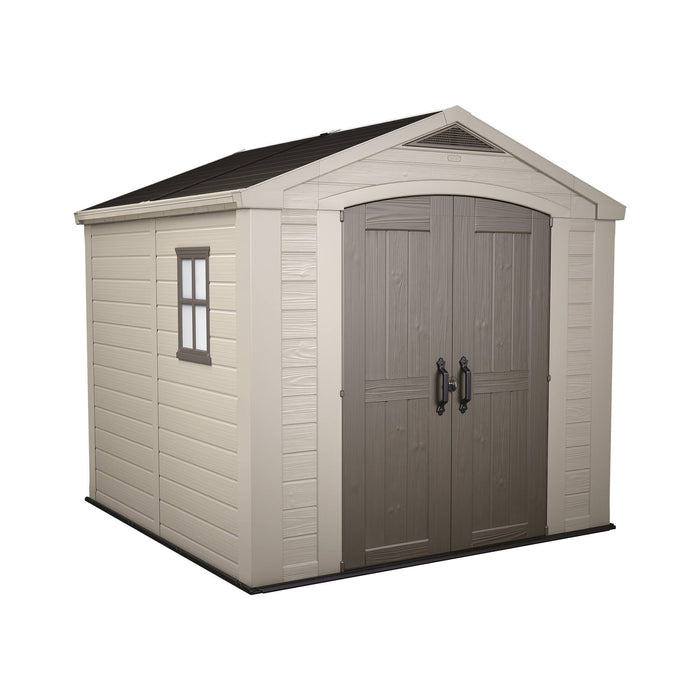 Casetta da giardino Weyburn, Capanno da esterno, Rimessa da giardino, Ripostiglio per attrezzi, 257x255 h243 cm, Beige