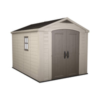 Casetta da giardino Weyburn, Capanno da esterno, Rimessa da giardino, Ripostiglio per attrezzi, 256x332 h243 cm, Beige