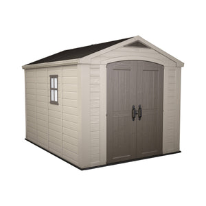 Casetta da giardino Weyburn, Capanno da esterno, Rimessa da giardino, Ripostiglio per attrezzi, 256x332 h243 cm, Beige