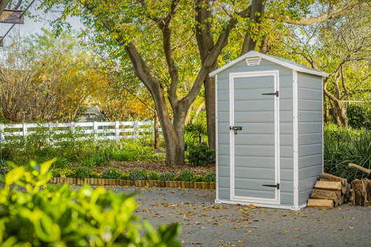 Casetta da giardino Cranbrook, Capanno da esterno, Rimessa da giardino, Ripostiglio per attrezzi, 129x103 h196 cm, Grigio