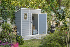 Casetta da giardino Cranbrook, Capanno da esterno, Rimessa da giardino, Ripostiglio per attrezzi, 184x111 h201 cm, Grigio