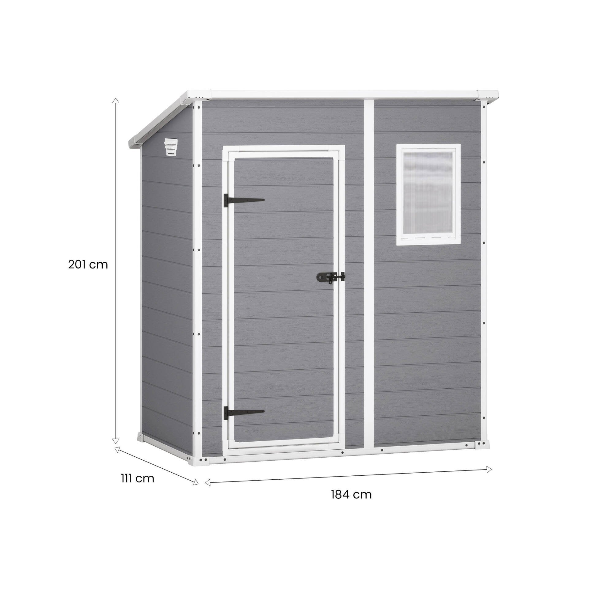 Casetta da giardino Cranbrook, Capanno da esterno, Rimessa da giardino, Ripostiglio per attrezzi, 184x111 h201 cm, Grigio