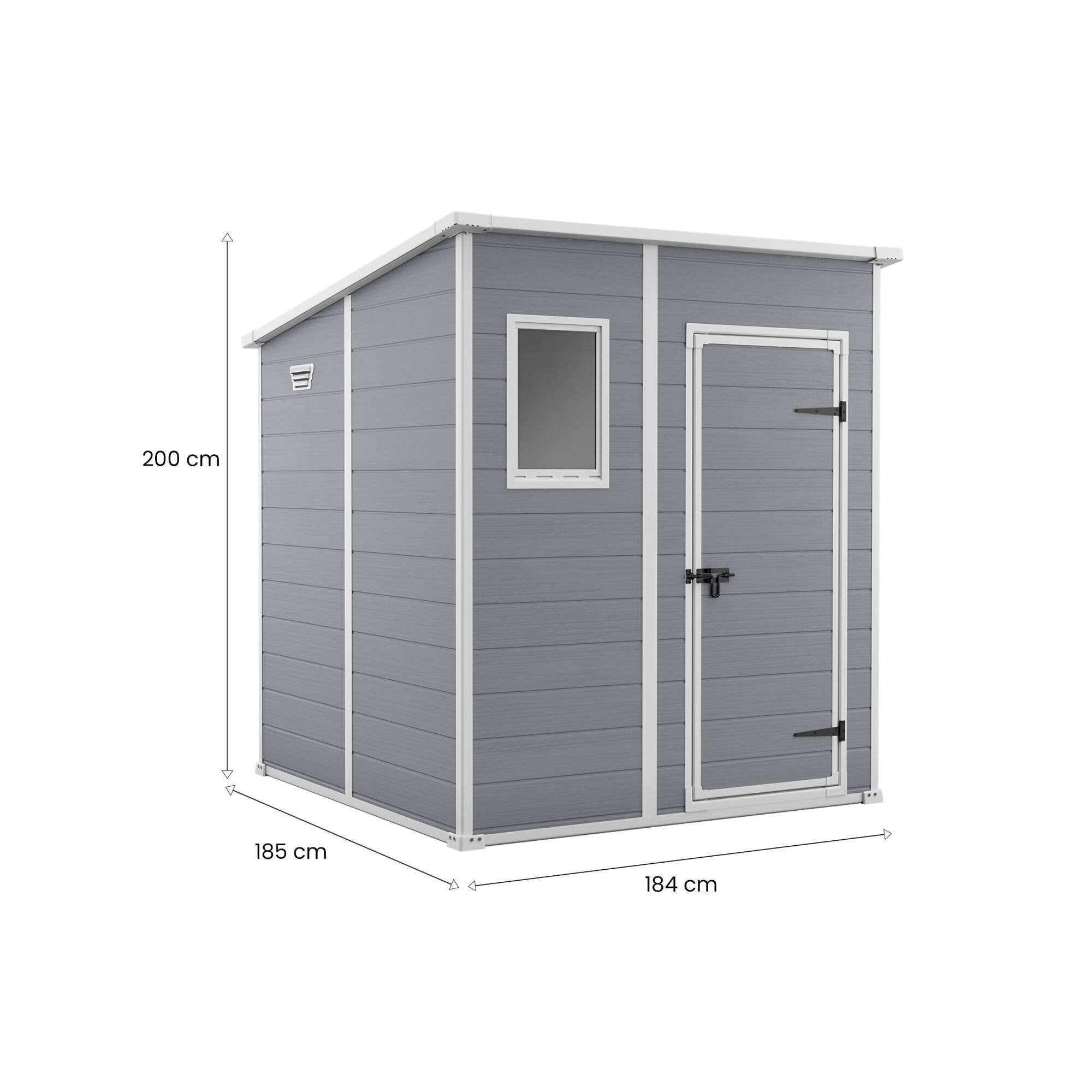 Casetta da giardino Cranbrook, Capanno da esterno, Rimessa da giardino, Ripostiglio per attrezzi, 184x185 h200 cm, Grigio