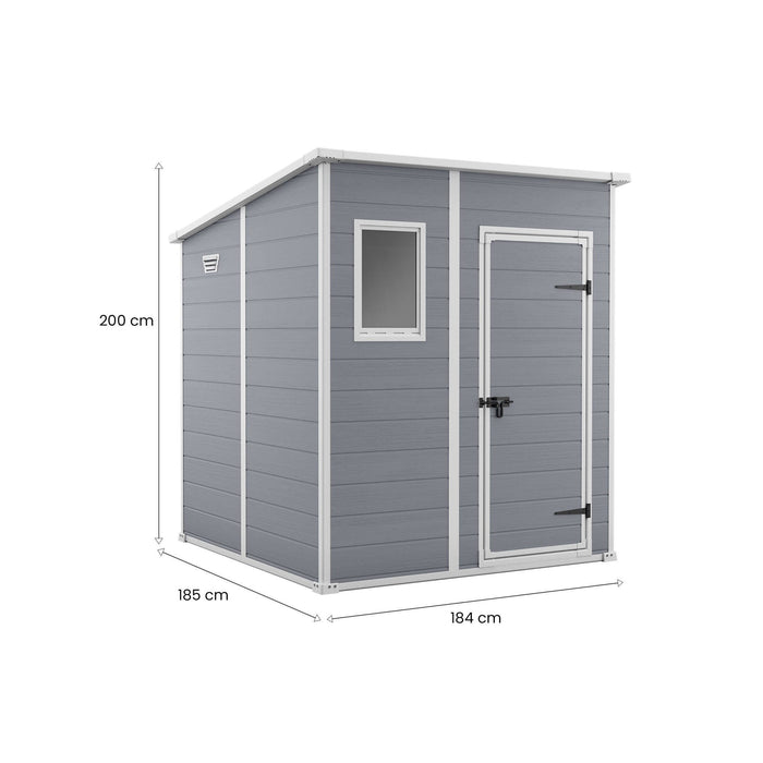Casetta da giardino Cranbrook, Capanno da esterno, Rimessa da giardino, Ripostiglio per attrezzi, 184x185 h200 cm, Grigio