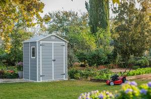 Casetta da giardino Cranbrook, Capanno da esterno, Rimessa da giardino, Ripostiglio per attrezzi, 185x152 h226 cm, Grigio