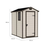 Casetta da giardino Cranbrook, Capanno da esterno, Rimessa da giardino, Ripostiglio per attrezzi, 130x192 h198 cm, Beige