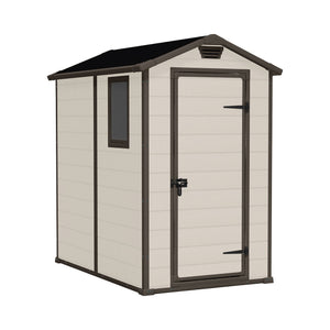 Casetta da giardino Cranbrook, Capanno da esterno, Rimessa da giardino, Ripostiglio per attrezzi, 130x192 h198 cm, Beige