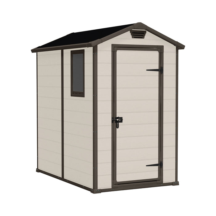 Casetta da giardino Cranbrook, Capanno da esterno, Rimessa da giardino, Ripostiglio per attrezzi, 130x192 h198 cm, Beige