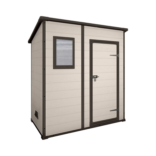 Casetta da giardino Cranbrook, Capanno da esterno, Rimessa da giardino, Ripostiglio per attrezzi, 184x111 h201 cm, Beige