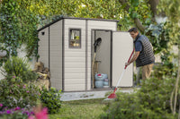 Casetta da giardino Cranbrook, Capanno da esterno, Rimessa da giardino, Ripostiglio per attrezzi, 184x185 h200 cm, Beige