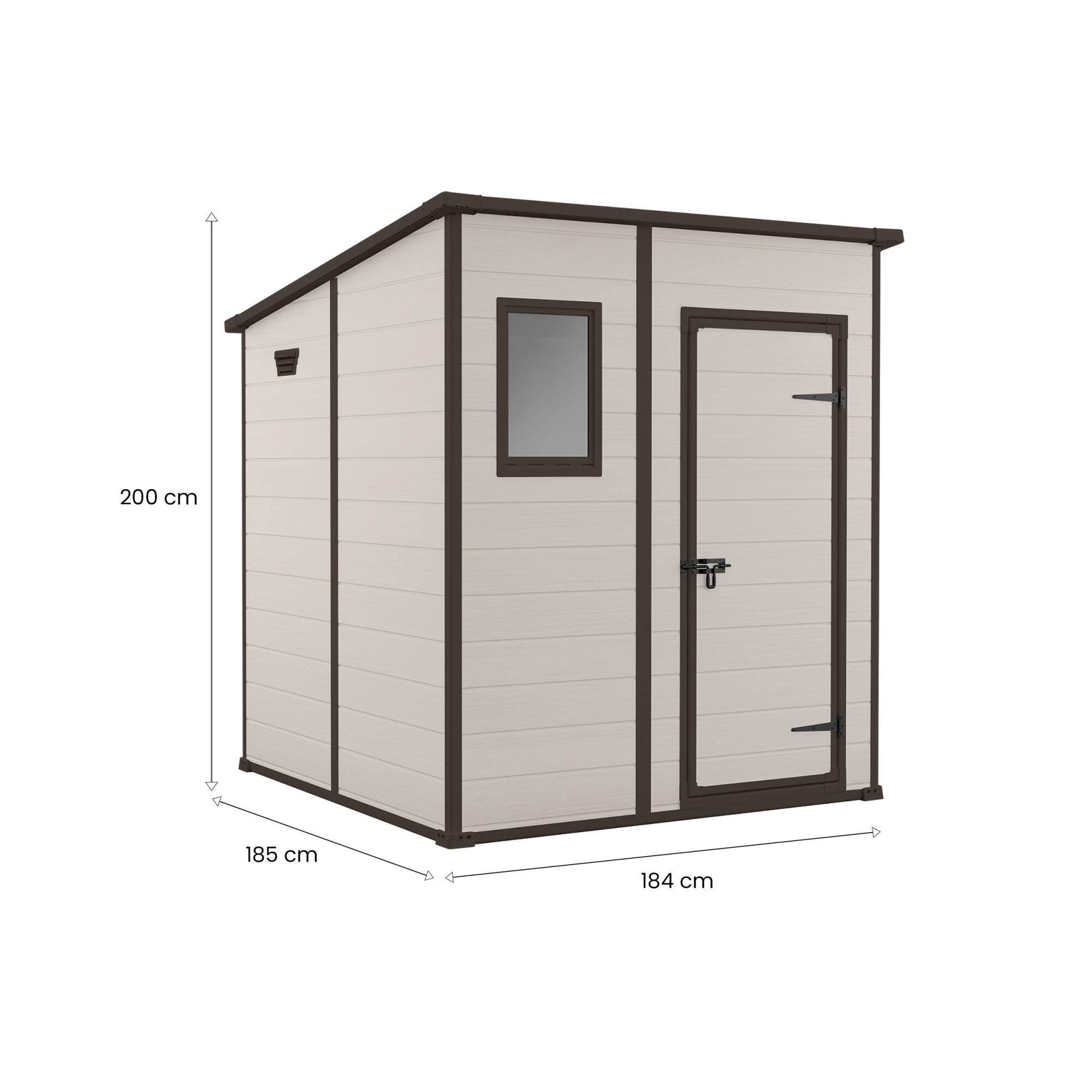 Casetta da giardino Cranbrook, Capanno da esterno, Rimessa da giardino, Ripostiglio per attrezzi, 184x185 h200 cm, Beige