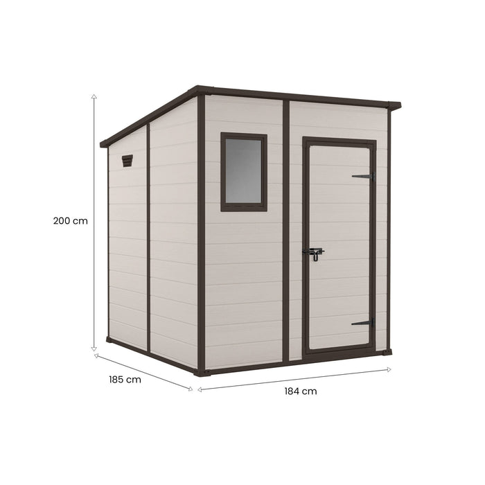 Casetta da giardino Cranbrook, Capanno da esterno, Rimessa da giardino, Ripostiglio per attrezzi, 184x185 h200 cm, Beige